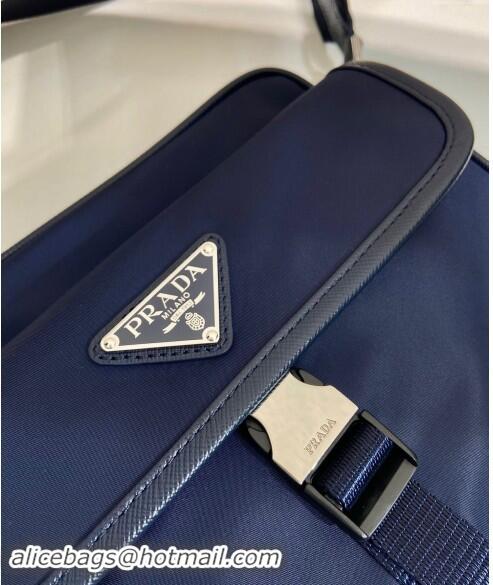 Buy Inexpensive Prada Re-Nylon and Saffiano Leather Shoulder Bag 2VH133 Dark Blue 2024