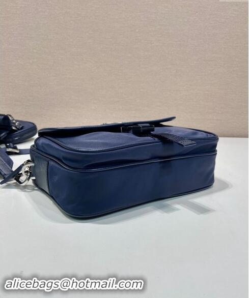 Buy Inexpensive Prada Re-Nylon and Saffiano Leather Shoulder Bag 2VH133 Dark Blue 2024