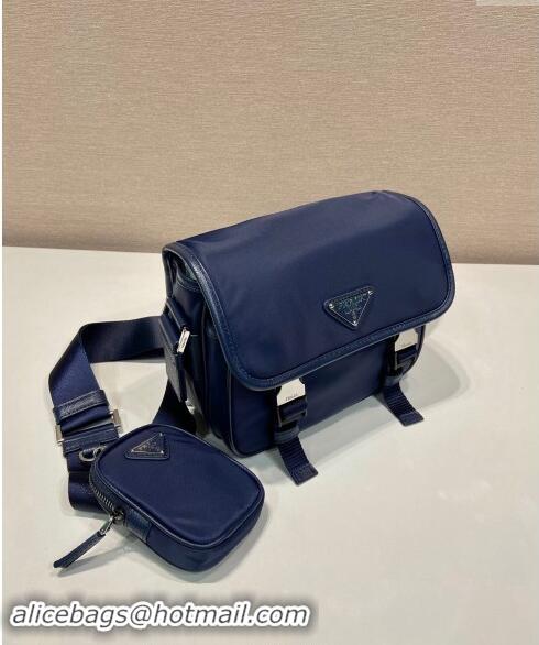 Promotional Prada Mens Nylon and Saffiano Leather Shoulder Bag 2VD034 Dark Blue 2024