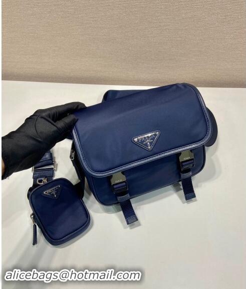 Promotional Prada Mens Nylon and Saffiano Leather Shoulder Bag 2VD034 Dark Blue 2024