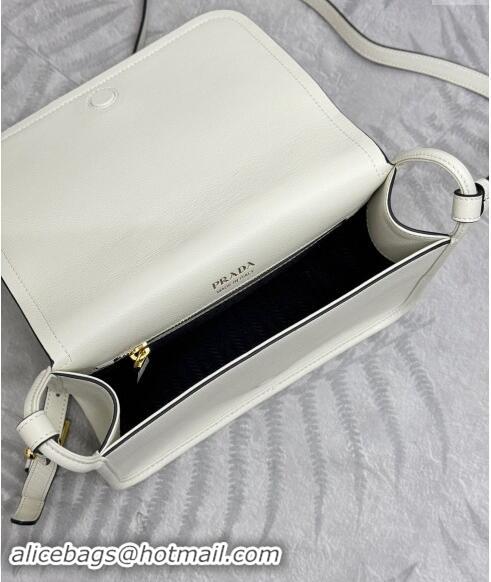 Top Grade Prada Leather Shoulder bag 1BD372 White 2024