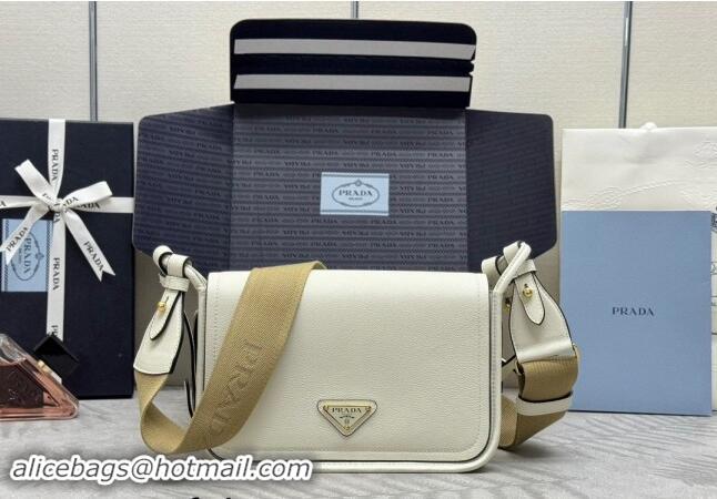 Top Grade Prada Leather Shoulder bag 1BD372 White 2024