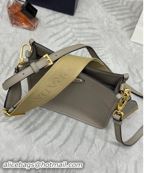 Top Grade Prada Leather Bucket bag 1BH220 Grey 2024