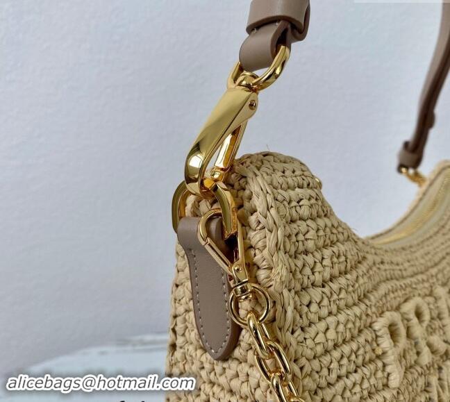 Pretty Style Prada Re-edition crochet Raffia-effect mini bag 1BC204 Beige 2024