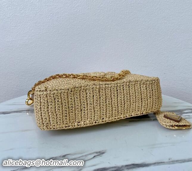 Pretty Style Prada Re-edition crochet Raffia-effect mini bag 1BC204 Beige 2024