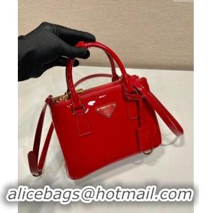 Famous Brand Prada Galleria Patent Leather Micro Bag 1BA906 Red 2024