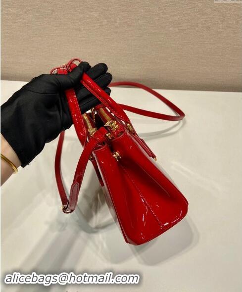 Famous Brand Prada Galleria Patent Leather Micro Bag 1BA906 Red 2024