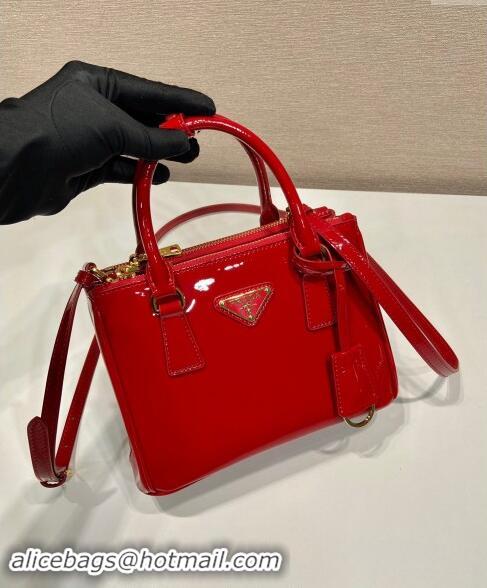 Famous Brand Prada Galleria Patent Leather Micro Bag 1BA906 Red 2024