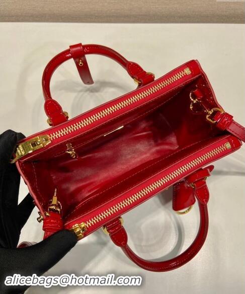 Famous Brand Prada Galleria Patent Leather Micro Bag 1BA906 Red 2024