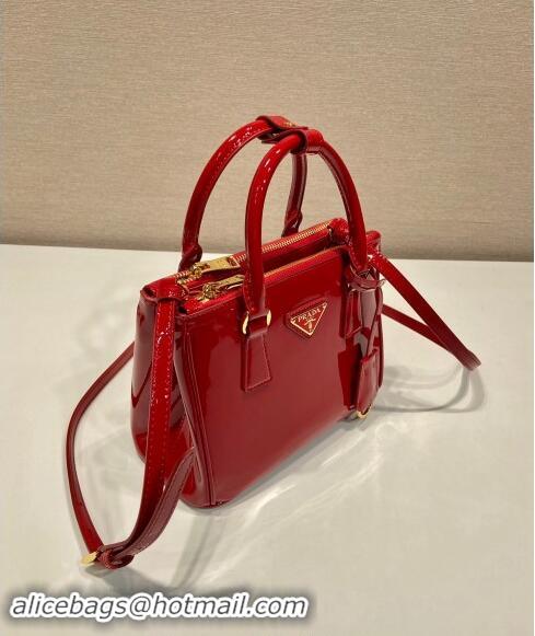 Famous Brand Prada Galleria Patent Leather Micro Bag 1BA906 Red 2024