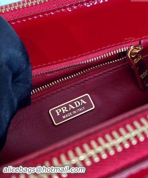 Famous Brand Prada Galleria Patent Leather Micro Bag 1BA906 Red 2024