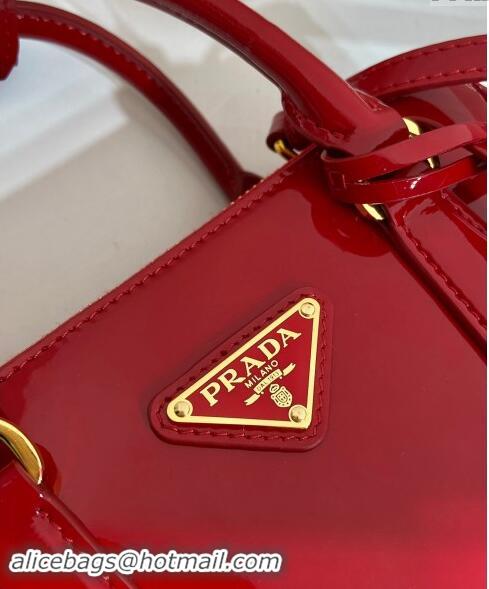 Famous Brand Prada Galleria Patent Leather Micro Bag 1BA906 Red 2024