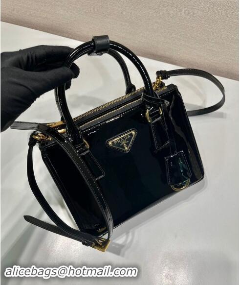 Low Cost Prada Galleria Patent Leather Micro Bag 1BA906 Black 2024