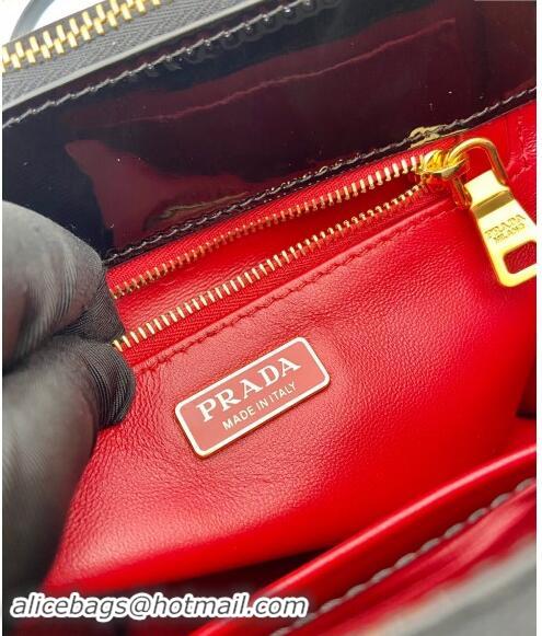 Low Cost Prada Galleria Patent Leather Micro Bag 1BA906 Black 2024