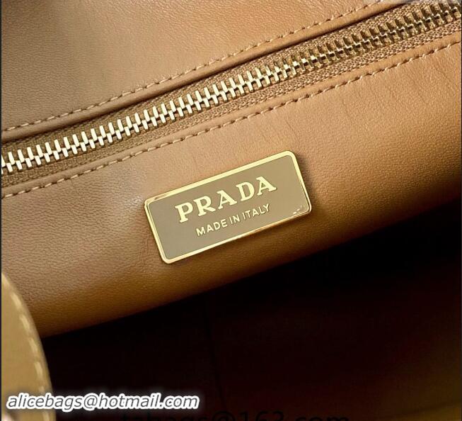 Famous Brand Prada Aimee Leather Hobo Bag 1BC228 Brown 2024