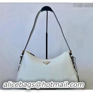 Top Quality Prada Aimee Leather Hobo Bag 1BC228 White 2024