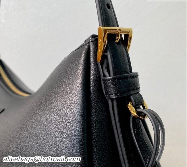 Cheap Design Prada Aimee Leather Hobo Bag 1BC228 Black 2024