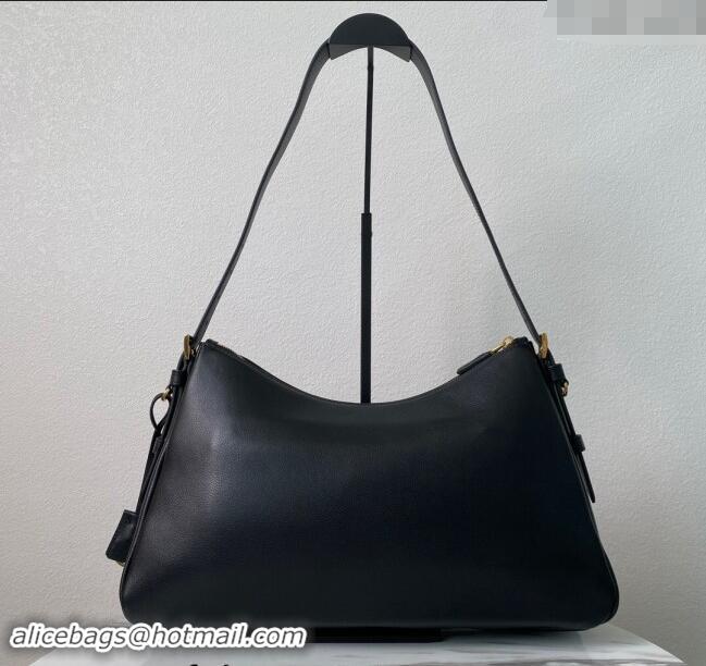 Cheap Design Prada Aimee Leather Hobo Bag 1BC228 Black 2024