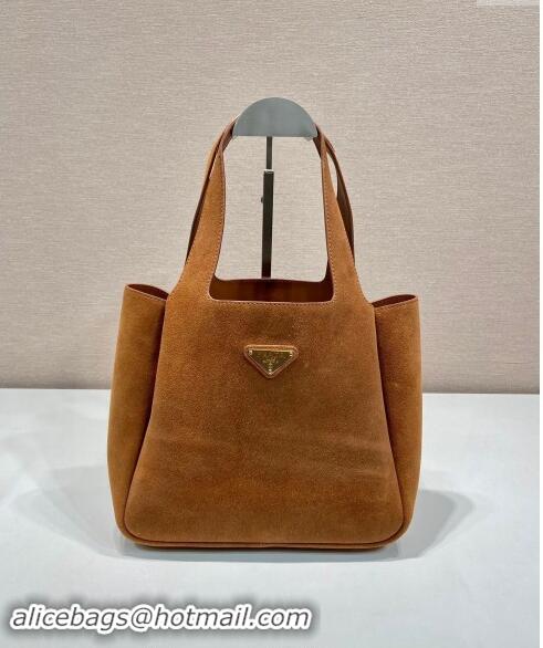 Popular Style Prada Medium Suede Tote Bag 1BG335 Brown 2024