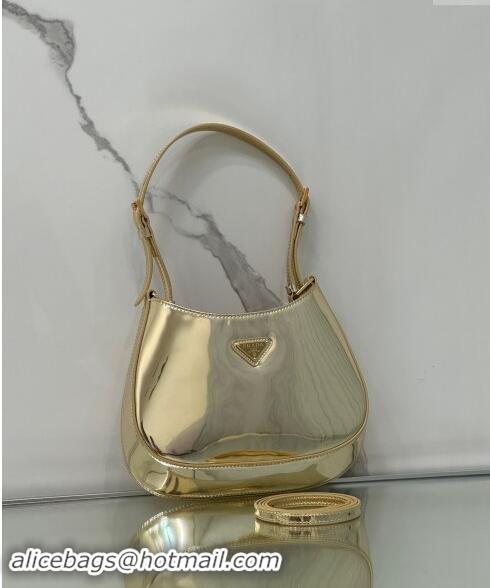 Top Design Prada Cleo patent leather bag 1BC169 Light Gold 2024