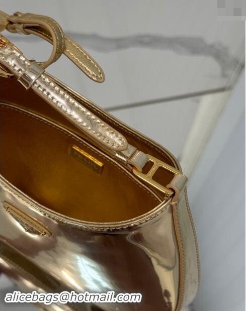 Top Design Prada Cleo patent leather bag 1BC169 Light Gold 2024