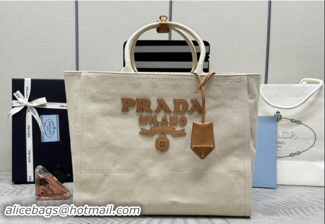 Pretty Style Prada Large linen blend tote bag 1BG473 2024