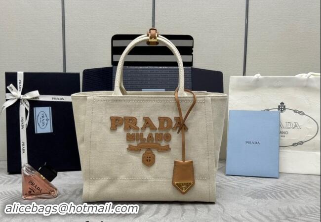 Top Grade Prada Medium linen blend tote bag 1BG474 2024