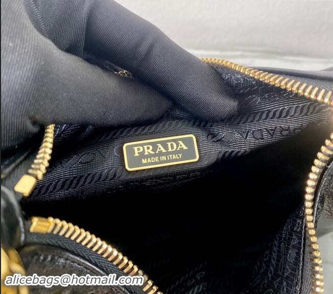 Top Grade Prada Re-Edition 2005 shiny leather shoulder bag 1BH204 Black 2024