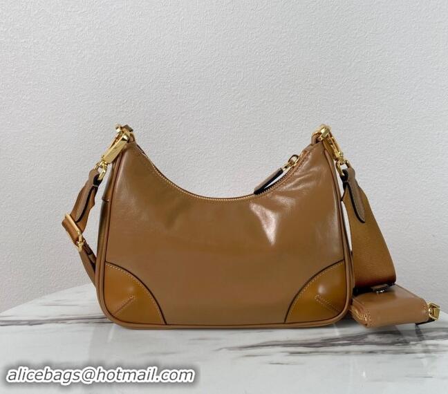 Unique Style Prada Re-Edition 2005 shiny leather shoulder bag 1BH204 Brown 2024