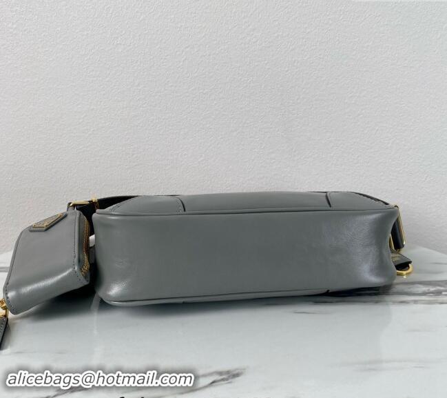 Grade Quality Prada Re-Edition 2005 shiny leather shoulder bag 1BH204 Grey 2024