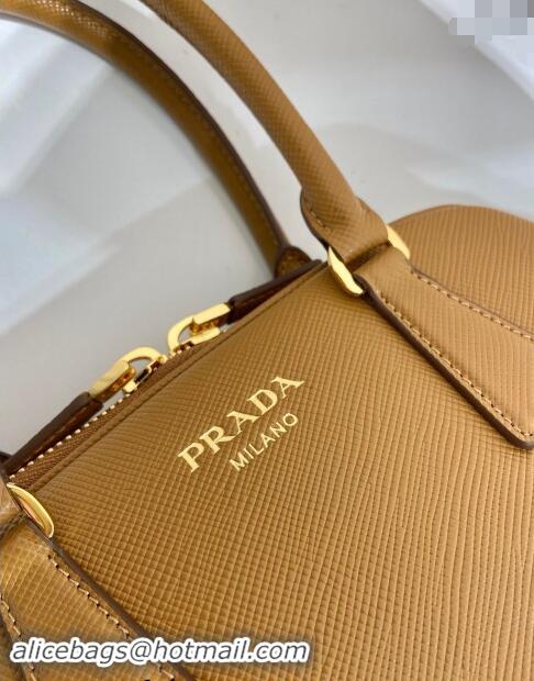 Pretty Style Prada Medium Saffiano leather top handle bag 1BG537 Dark Beige 2024