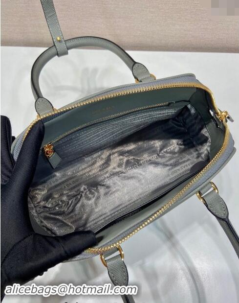 Famous Brand Prada Medium Saffiano leather top handle bag 1BG537 Grey 2024