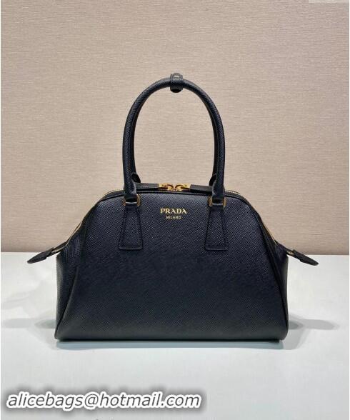 Most Popular Prada Medium Saffiano leather top handle bag 1BG537 Black 2024