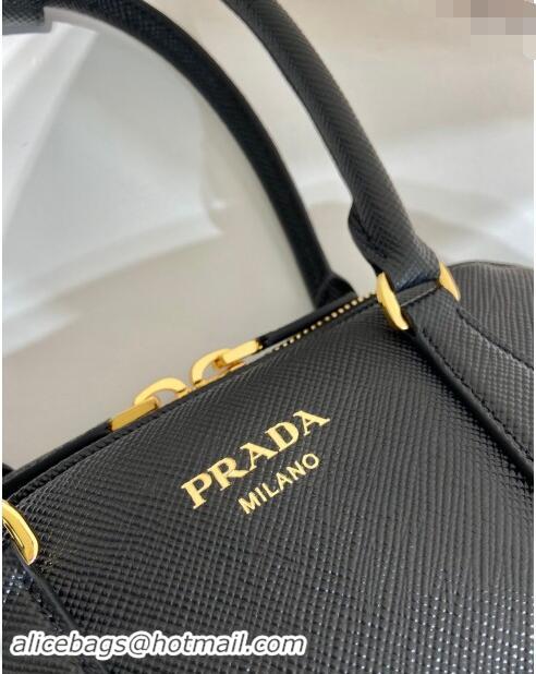 Most Popular Prada Medium Saffiano leather top handle bag 1BG537 Black 2024