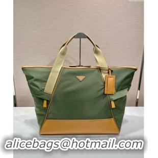 Well Crafted Prada Mens Re-Nylon and leather duffel bag 2VC040 Green 2024