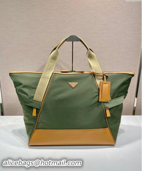 Well Crafted Prada Mens Re-Nylon and leather duffel bag 2VC040 Green 2024