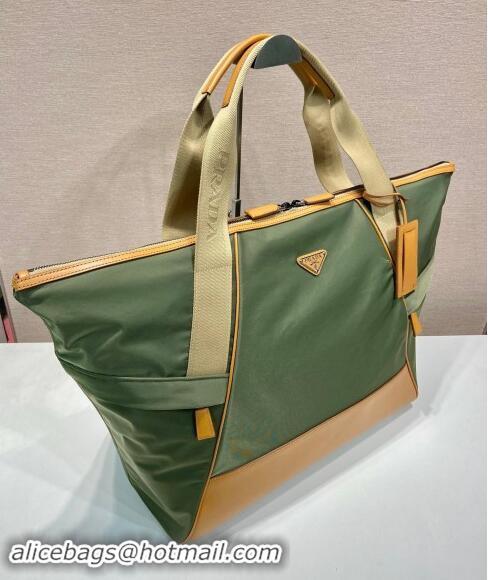 Well Crafted Prada Mens Re-Nylon and leather duffel bag 2VC040 Green 2024