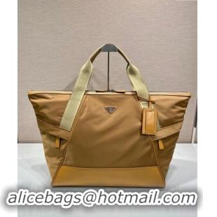 Modern Classic Prada Men's Re-Nylon and leather duffel bag 2VC040 Cork Beige 2024