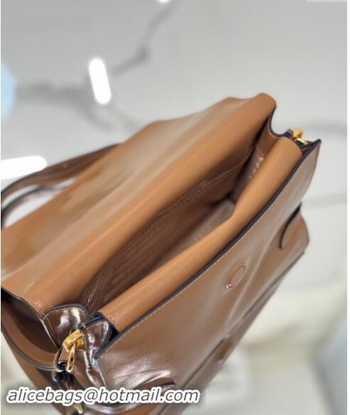 Classic Discount Prada Shiny Leather Shoulder bag 1BD082 Brown 2024