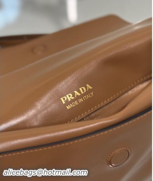 Classic Discount Prada Shiny Leather Shoulder bag 1BD082 Brown 2024