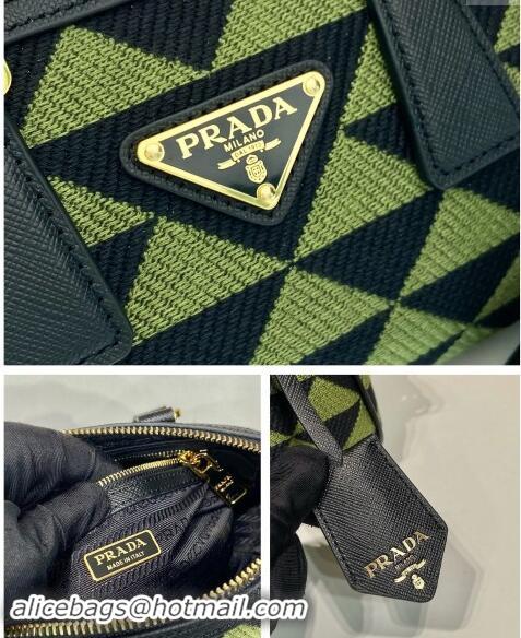 Modern Classic Prada embroidered fabric Top handle Bag 1BA846 Green 2024