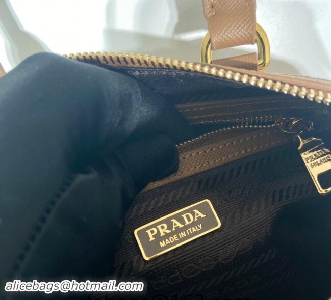 Top Grade Prada embroidered fabric Top handle Bag 1BA846 Brown 2024