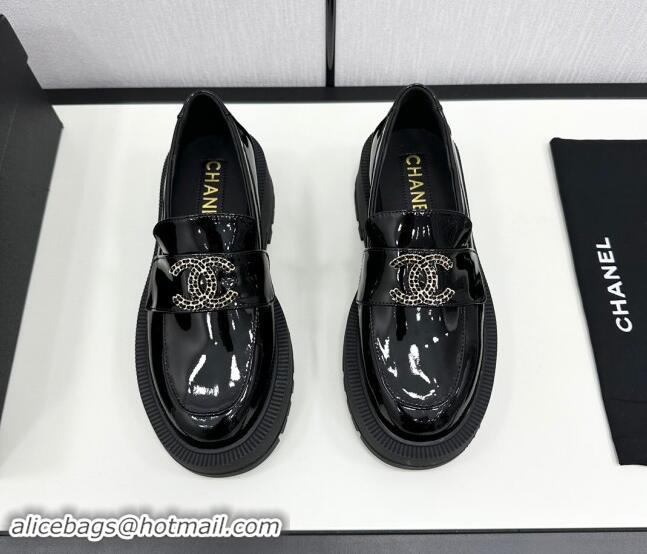 Stylish Chanel Patent Calfskin Loafers CH82901 Black 082901