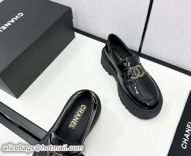 Stylish Chanel Patent Calfskin Loafers CH82901 Black 082901