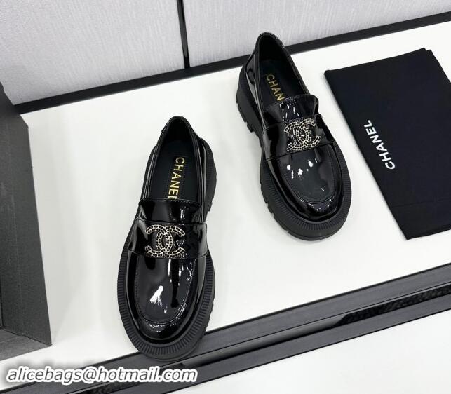 Stylish Chanel Patent Calfskin Loafers CH82901 Black 082901