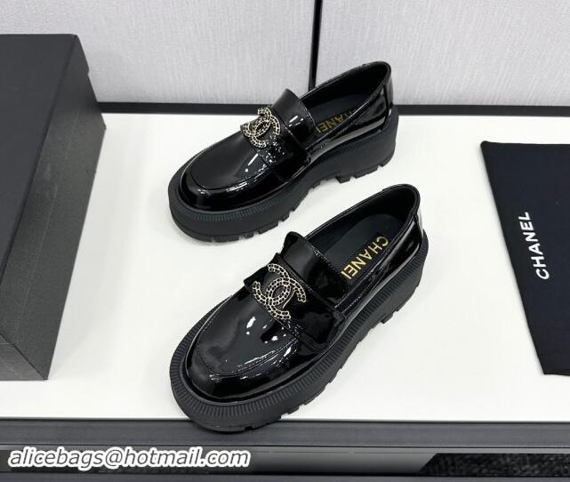 Stylish Chanel Patent Calfskin Loafers CH82901 Black 082901