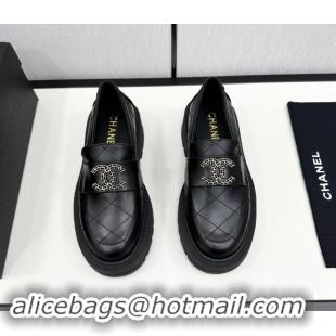 Best Grade Chanel Quilted Calfskin Loafers CH82903 Black 082903