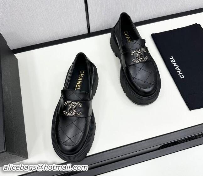 Best Grade Chanel Quilted Calfskin Loafers CH82903 Black 082903