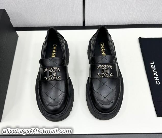 Best Grade Chanel Quilted Calfskin Loafers CH82903 Black 082903