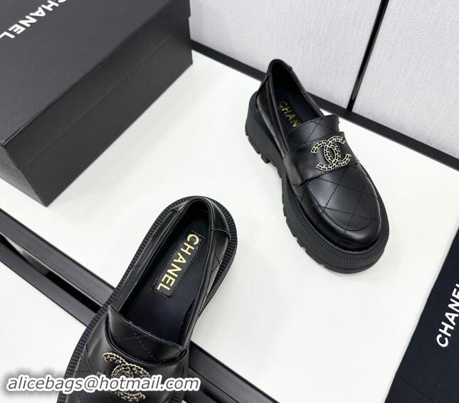 Best Grade Chanel Quilted Calfskin Loafers CH82903 Black 082903